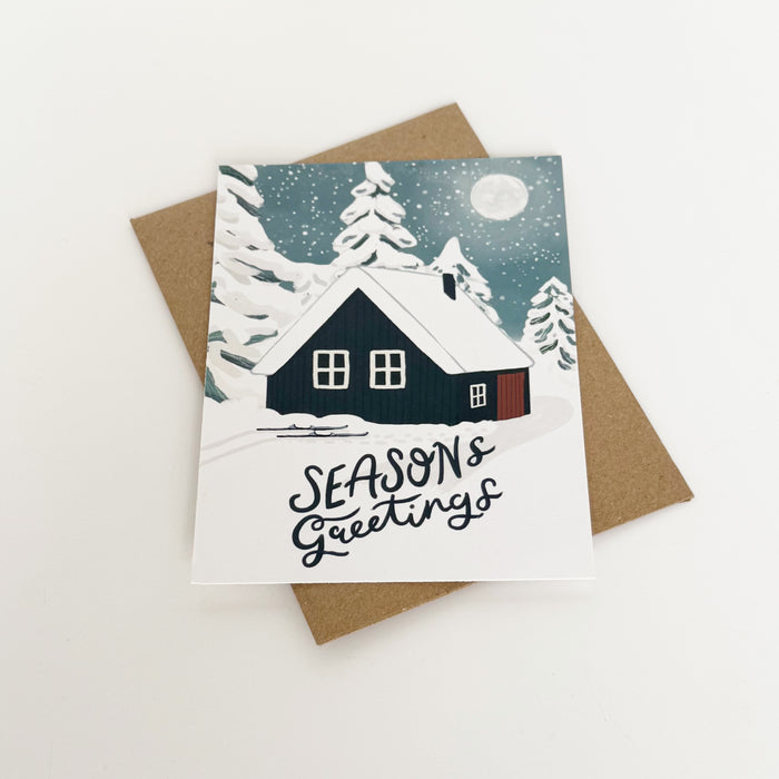 Seasons Greeting's Midnight Moonscape & Hut