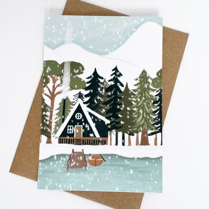 Christmas - Black Triangle House Snowy Mountains Portrait