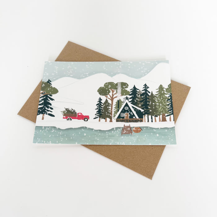 Christmas - Black Triangle House Snowy Mountains Landscape
