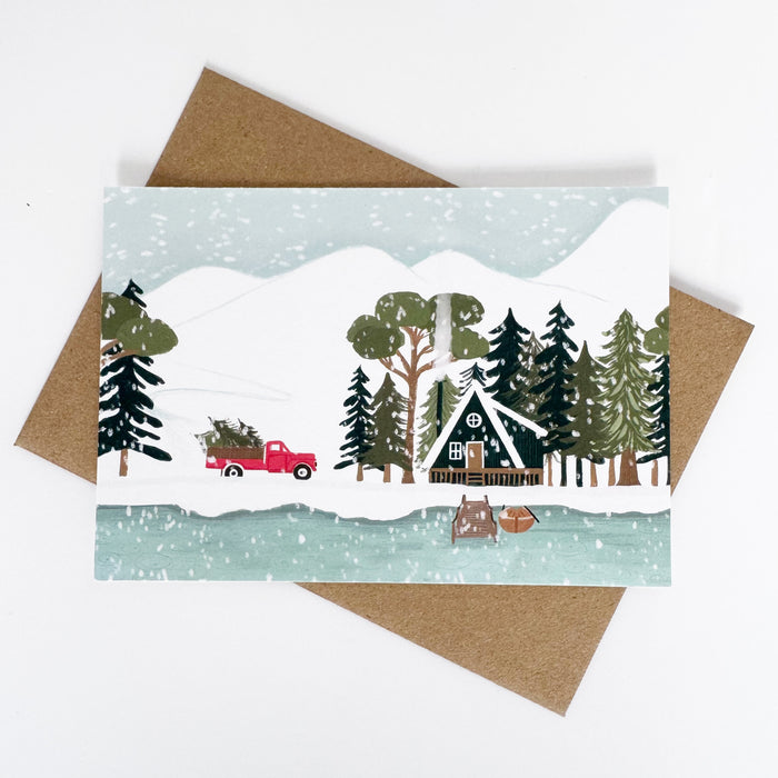 Christmas - Black Triangle House Snowy Mountains Landscape