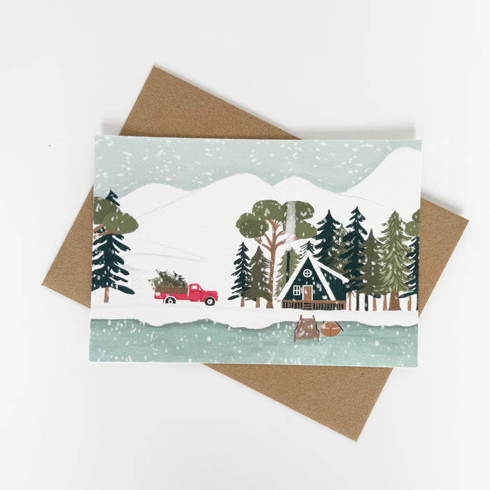 Christmas - Black Triangle House Snowy Mountains Landscape