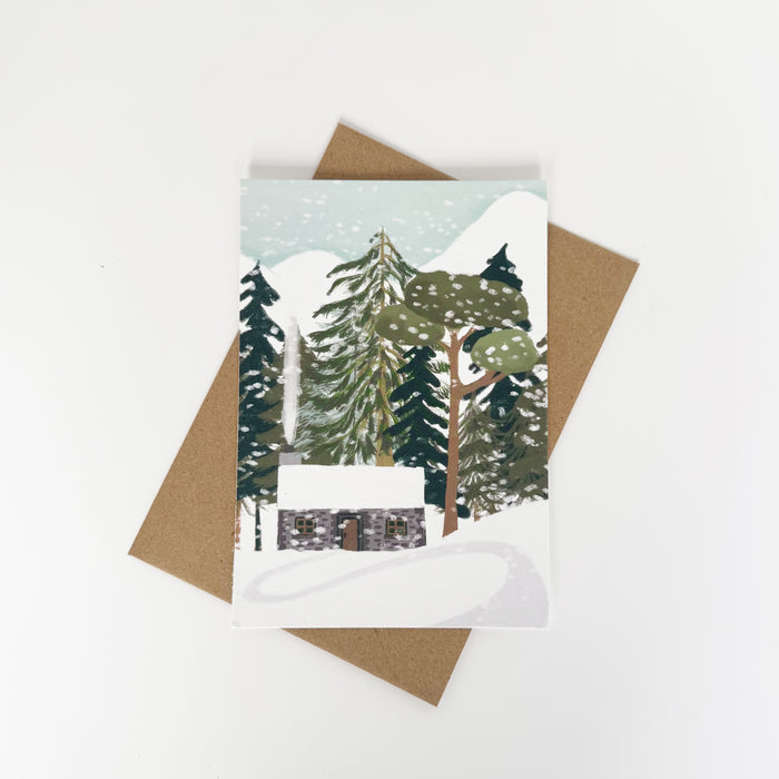 Christmas Card - Flint Bothy in the Snow Portrait