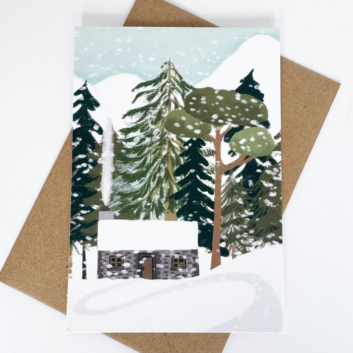 Christmas Card - Flint Bothy in the Snow Portrait
