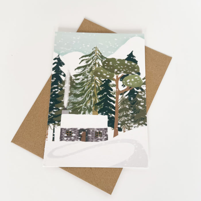 Christmas Card - Flint Bothy in the Snow Portrait