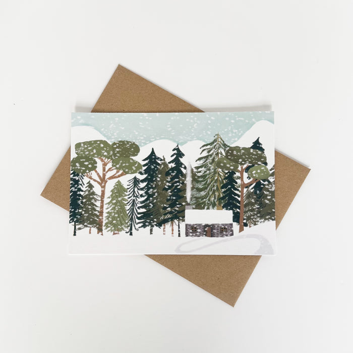 Christmas Card - Flint Bothy in the Snow Landscape