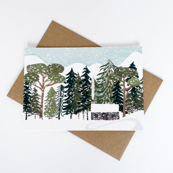 Christmas Card - Flint Bothy in the Snow Landscape