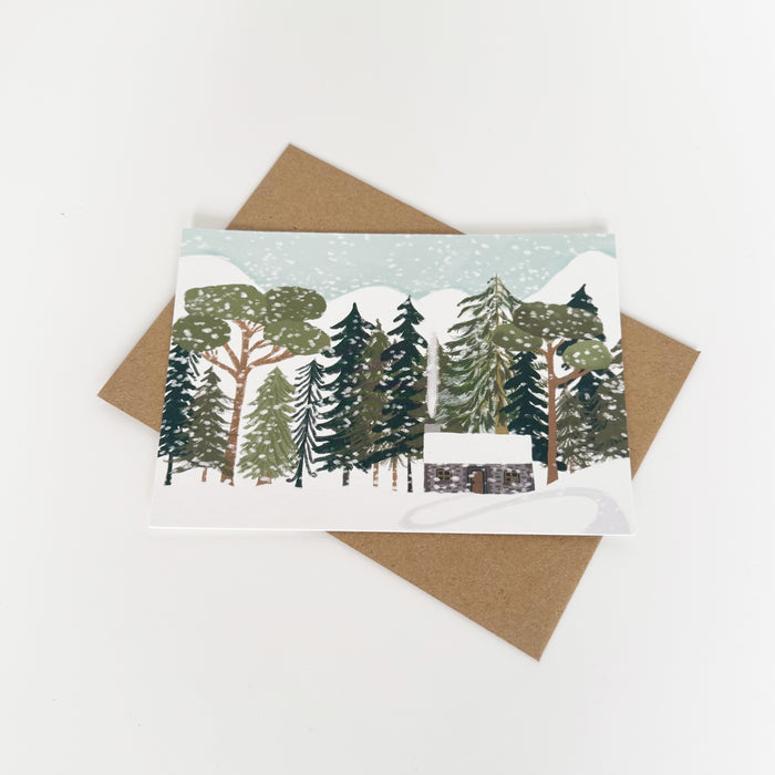 Christmas Card - Flint Bothy in the Snow Landscape