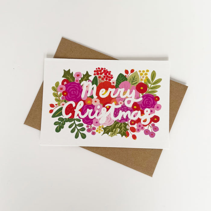 Merry Christmas - Red & Pink Flowers
