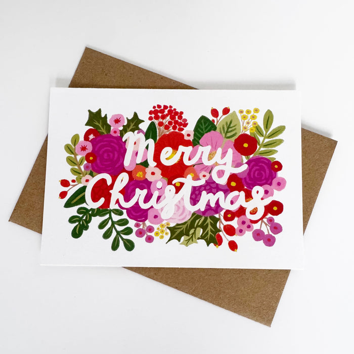 Merry Christmas - Red & Pink Flowers