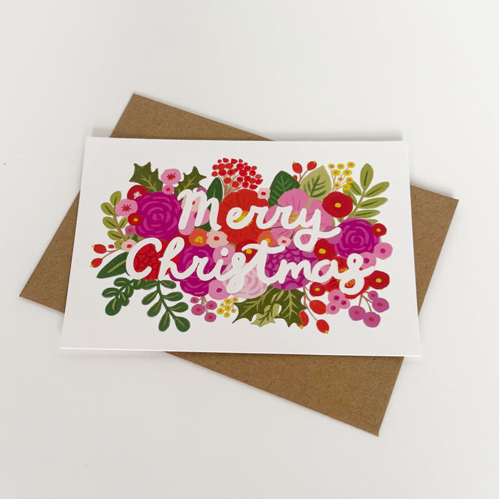 Merry Christmas - Red & Pink Flowers