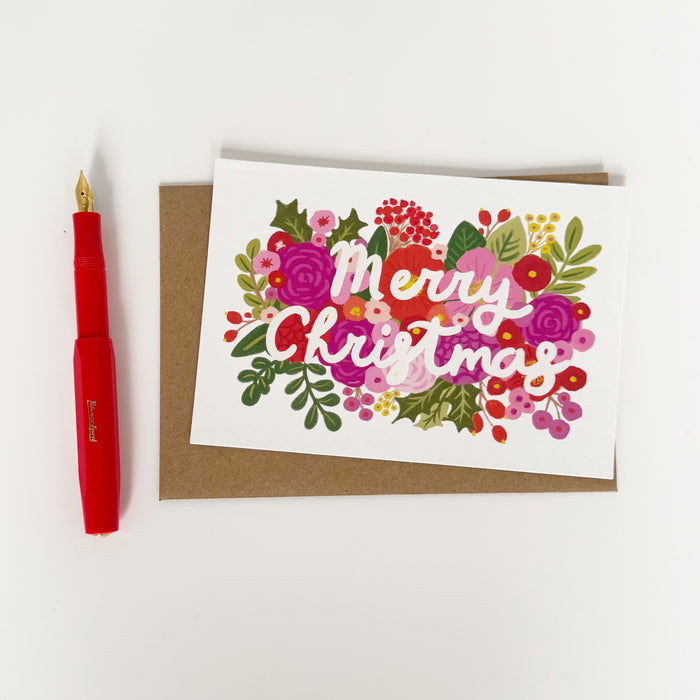 Merry Christmas - Red & Pink Flowers