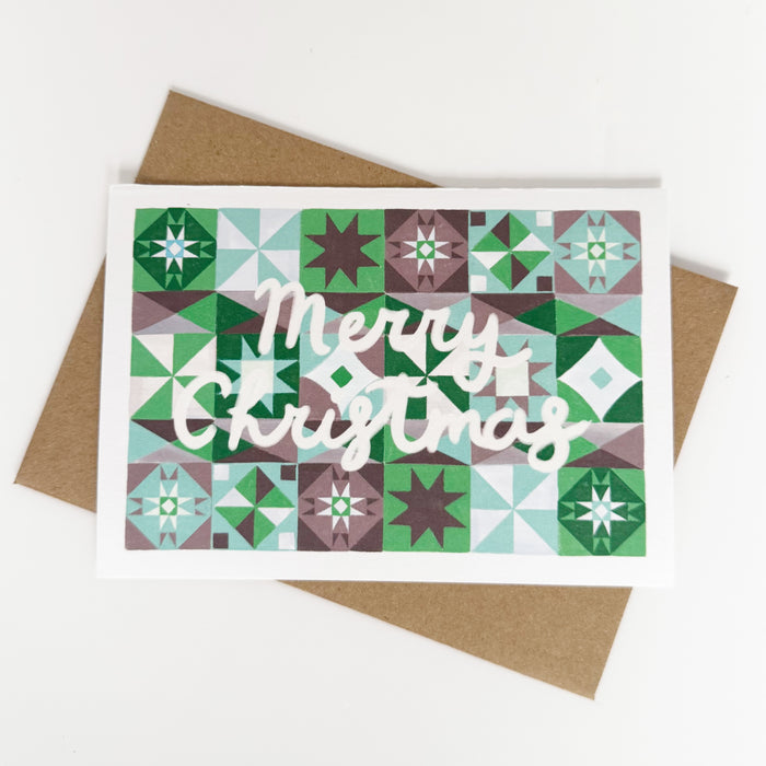 Merry Christmas - Green Festive Pattern