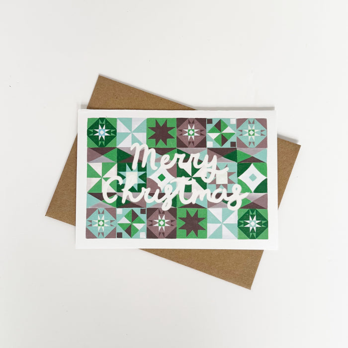 Merry Christmas - Green Festive Pattern