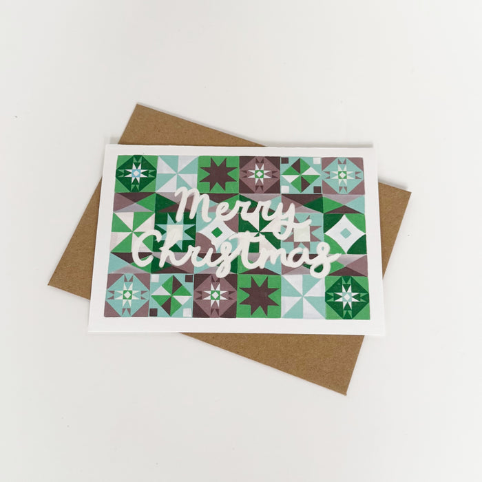 Merry Christmas - Green Festive Pattern