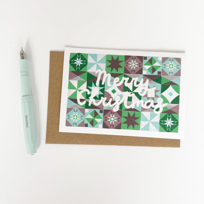 Merry Christmas - Green Festive Pattern