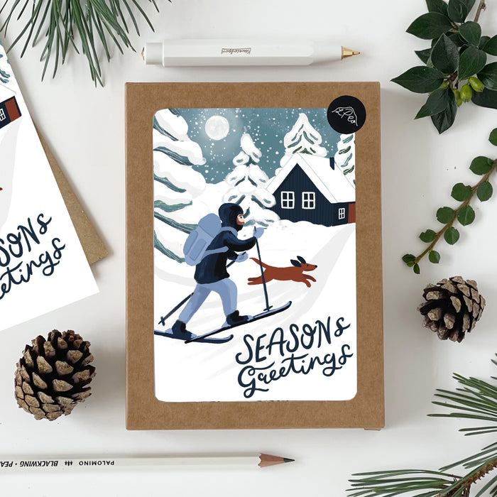 Season's Greeting's - Mountains & Skiing Card Pack x 8