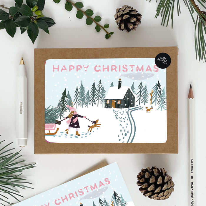 Girl Looking for Christmas Tree - Pack of 8 Cards