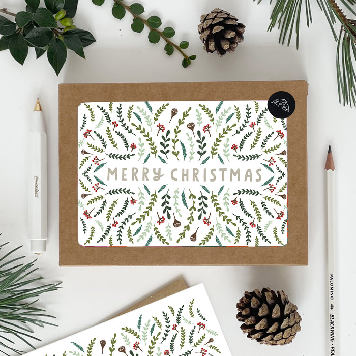 Merry Christmas Pattern - Pack of 8 Cards