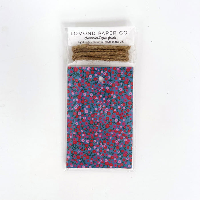 Red & Pink Berries AQUA Gift Tags x 4