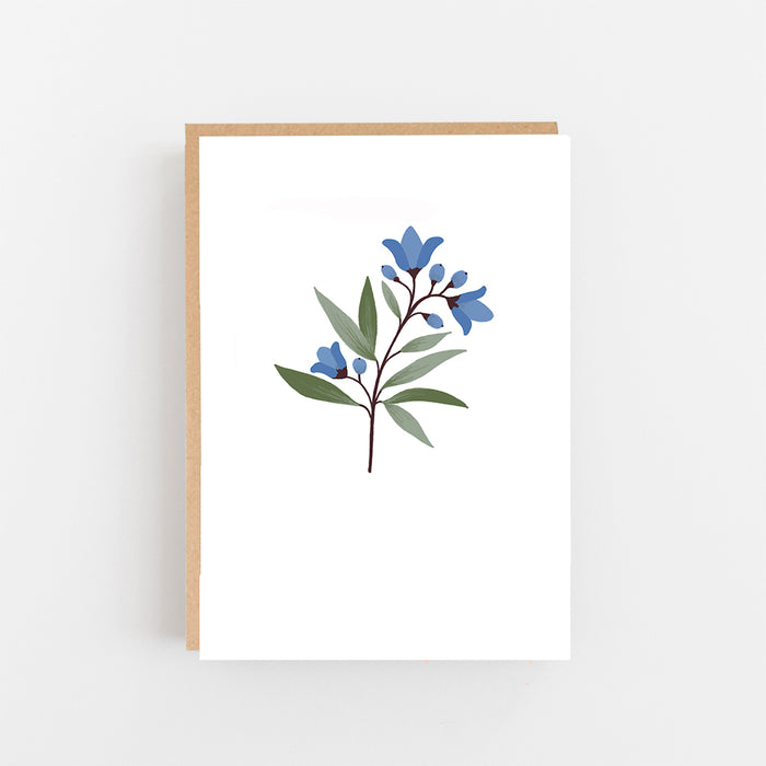 Illustrated Blue Flower Blank Card