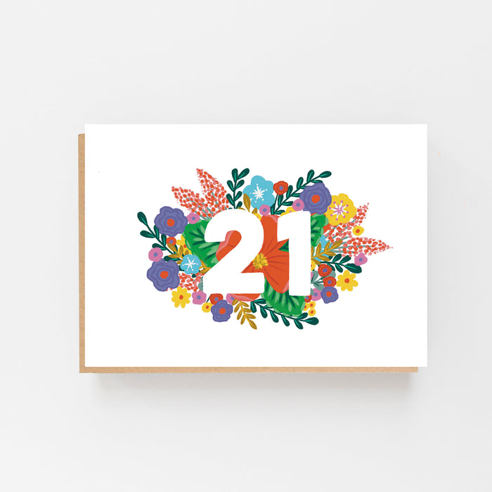 Colourful, Floral 21st Birthday Card