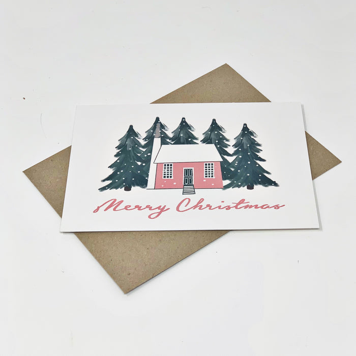 Scandinavian Pink House "Merry Christmas"