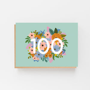 Colourful, Floral 100th Birthday Card