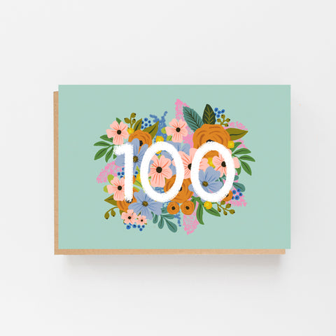 Colourful, Floral 100th Birthday Card