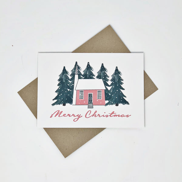 Scandinavian Pink House "Merry Christmas"