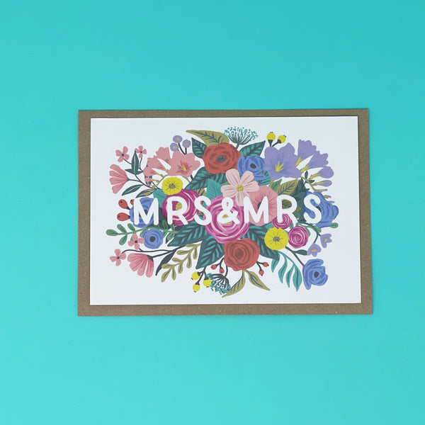 Mrs & Mrs Floral Wedding Card