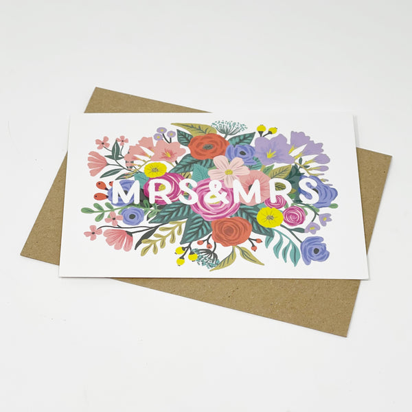 Mrs & Mrs Floral Wedding Card