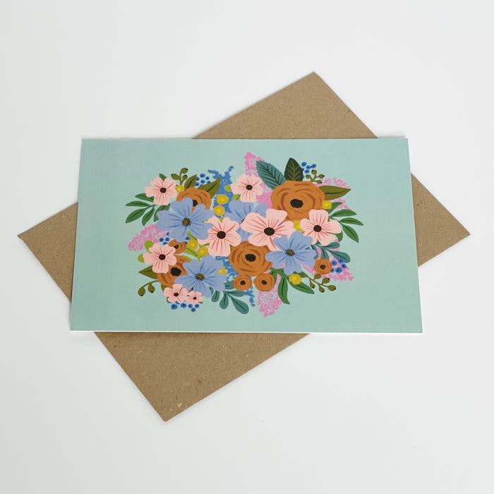 Green Flower Colourful Blank Card