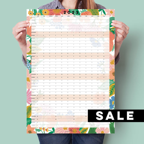 SALE - 2023 Floral Colourful A2 Wall Planner