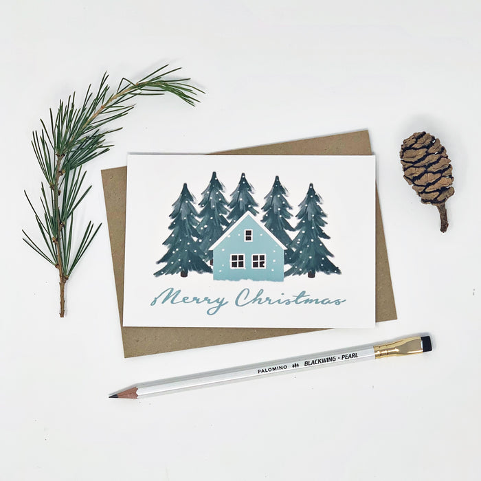 Scandinavian Aqua House "Merry Christmas"