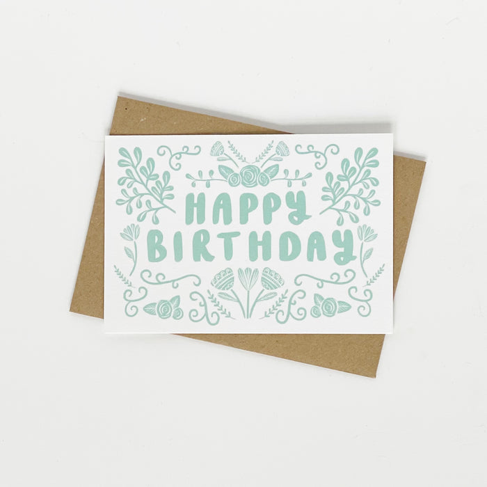 Happy Birthday - Folk Green