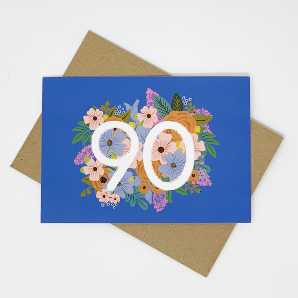 Colourful, Floral 90th Birthday Card