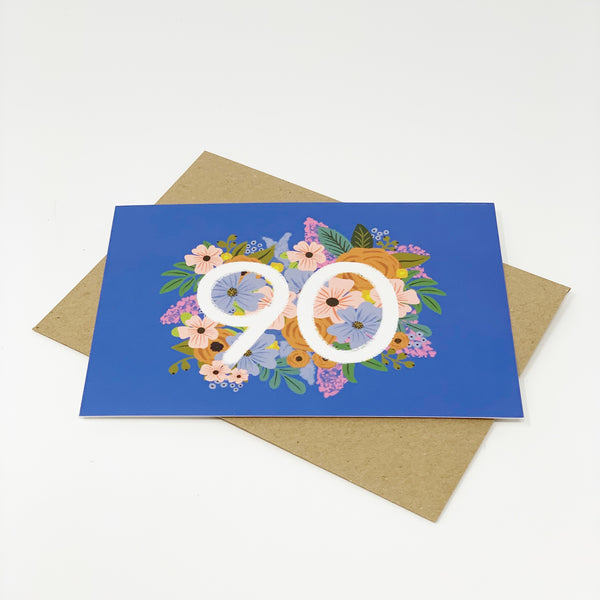 Colourful, Floral 90th Birthday Card