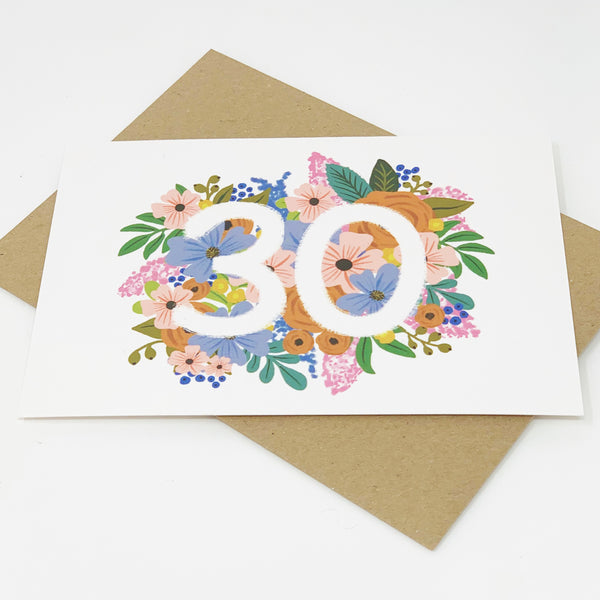 Colourful, Floral 30th Birthday Card