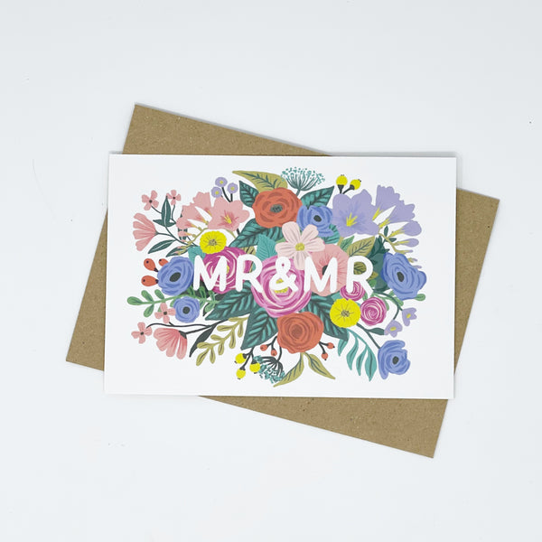 Mr & Mr Floral Wedding Card