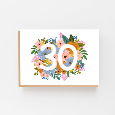 Colourful, Floral 30th Birthday Card