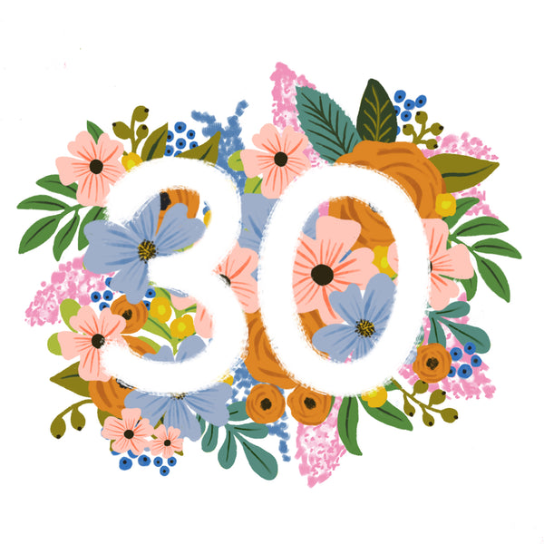 Colourful, Floral 30th Birthday Card