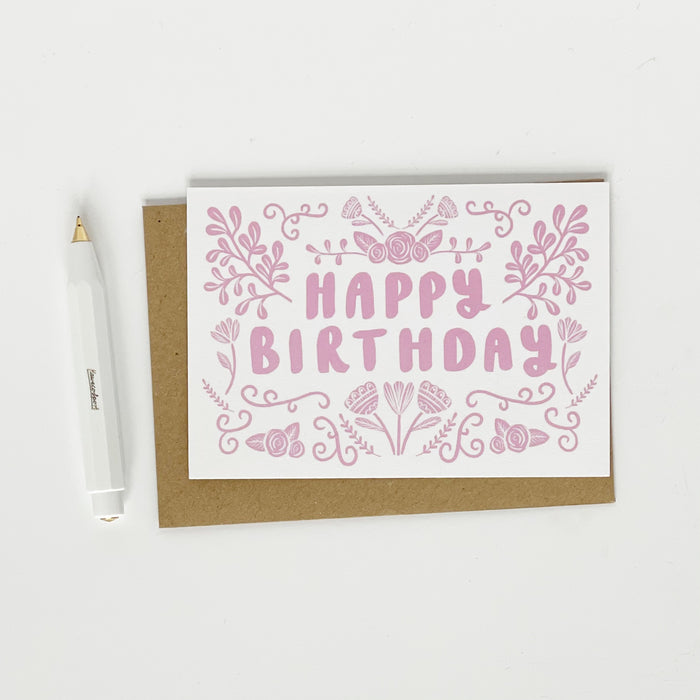 Happy Birthday - Folk Pink