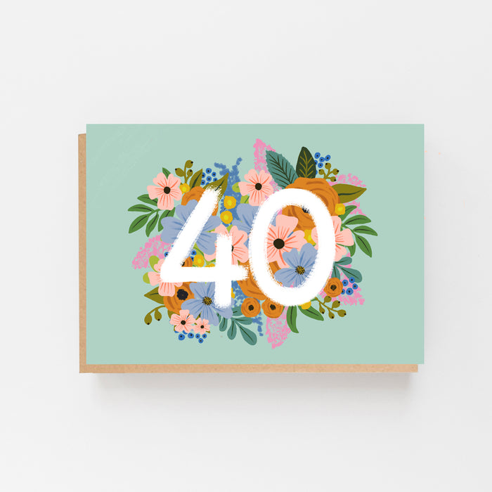 Colourful, Floral 40th Birthday Card
