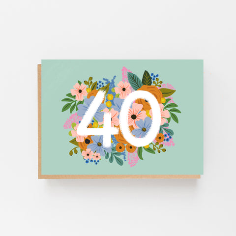 Colourful, Floral 40th Birthday Card