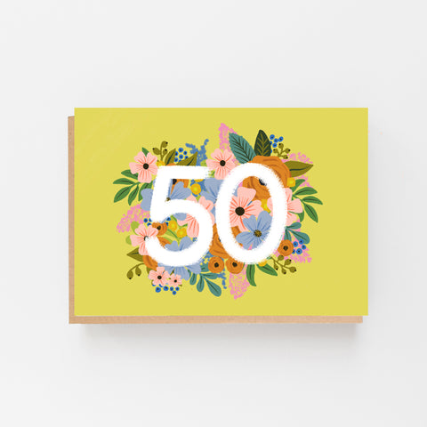 Colourful, Floral 50th Birthday Card