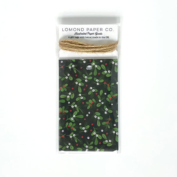 Green Mistletoe Gift Tags x 4