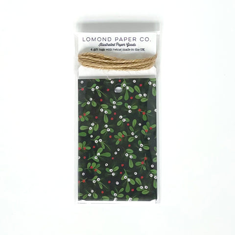Green Mistletoe Gift Tags x 4