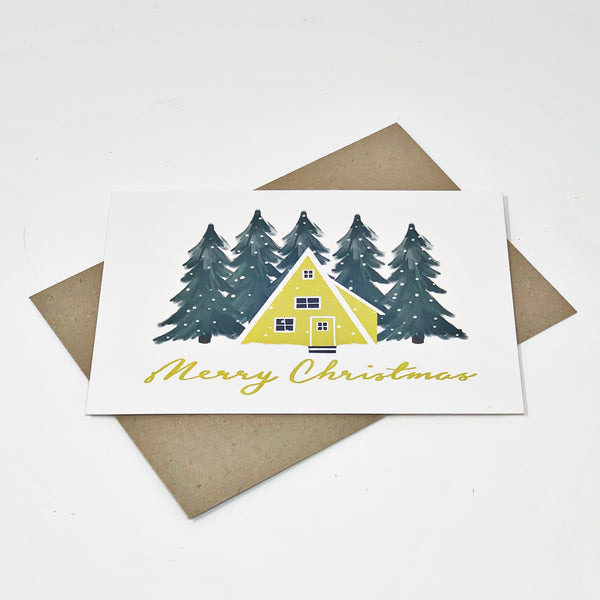 Scandinavian Yellow House "Merry Christmas"