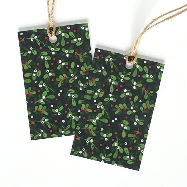 Green Mistletoe Gift Tags x 4