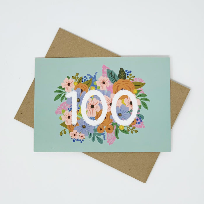 Colourful, Floral 100th Birthday Card
